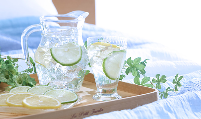 レモン水で飲む